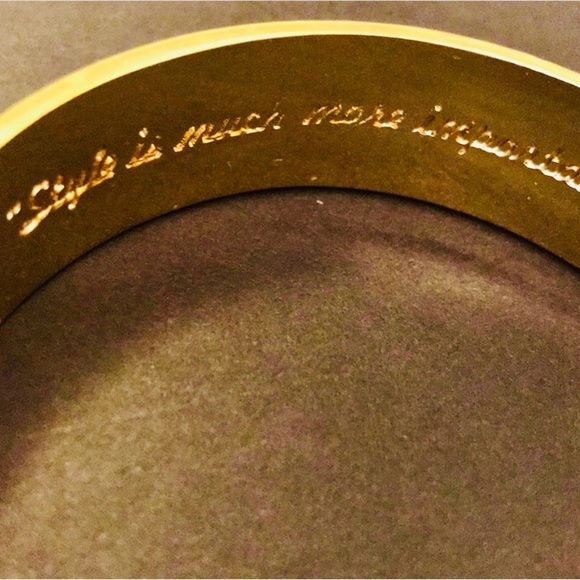 Liz Claiborne Bangle NWOT. Interior Engraved. Black, white, gray stripes - Picture 2 of 5